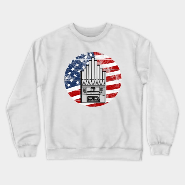 Church Organ USA Flag Organist Musician 4th July Crewneck Sweatshirt by doodlerob